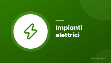 Green banner featuring a white circle with a green lightning bolt icon, and the Italian text 'Impianti elettrici' beside it; brand text appears in the lower-right corner.
