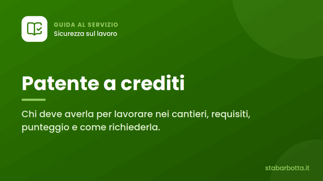 Patente a crediti - S.T.A. Barbotta Patente a crediti